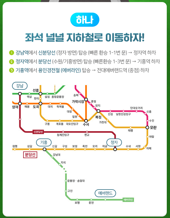 강남역에서 에버랜드 가는 방법