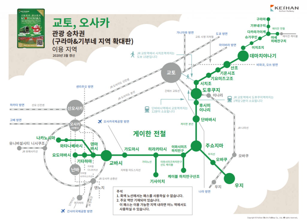 오사카 교토 게이한 패스 노선, 버스, 교환 방법