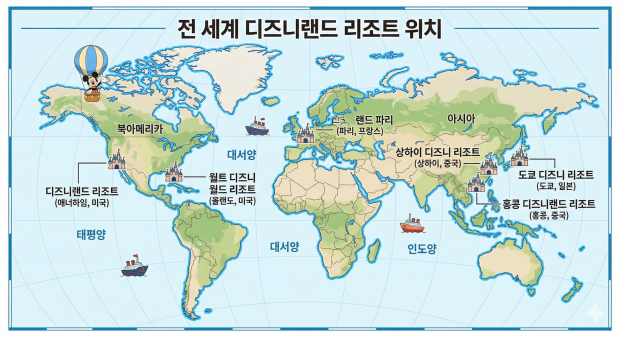 전세계 디즈니랜드 리조트 위치와 특징(2026년)